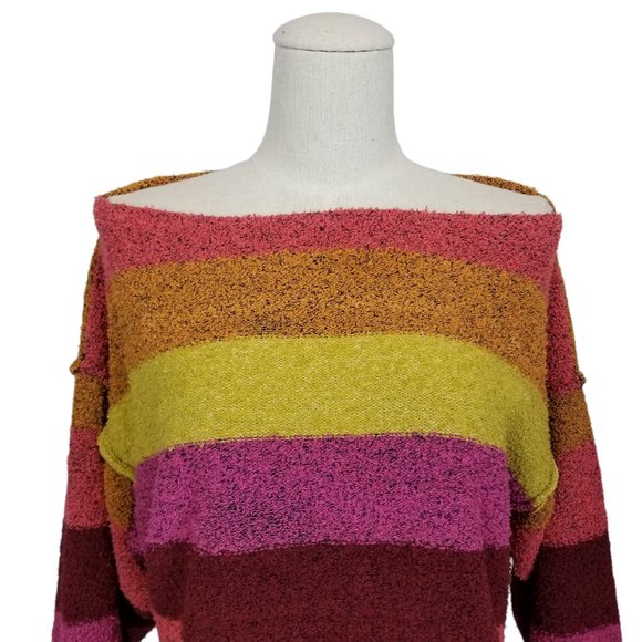 Free People Candyland Boatneck Pullover Sweater M - Picture 2 of 10
